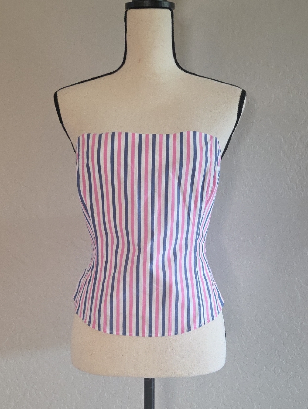 Favorite Daughter The Phoebe Strapless Camisole in Pink/Blue Stripes Size14 NWOT